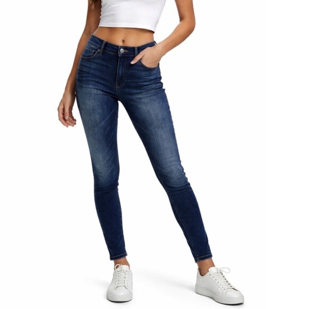 Lucky Brand Mid Rise Skinny Jeans Dark Wash Raw Hem Denim 10 Streetwear 63-22